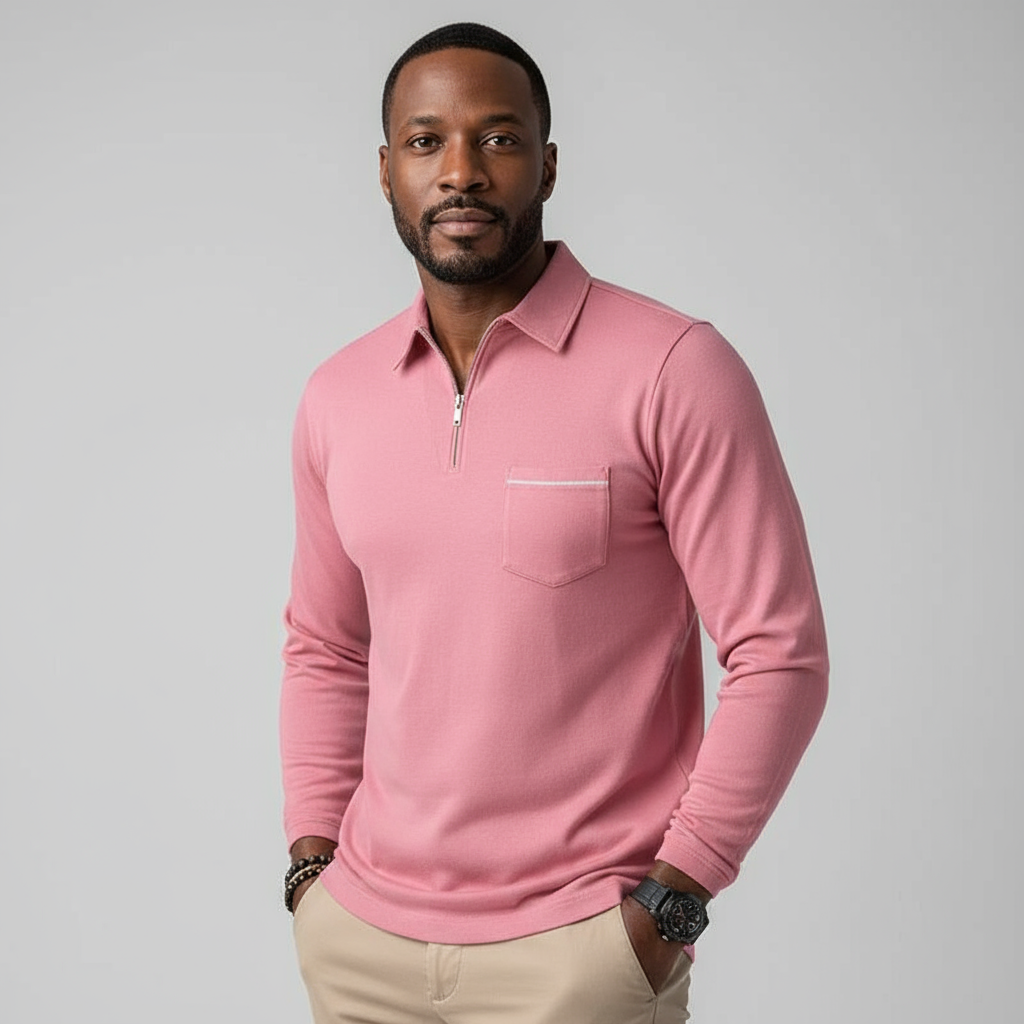 Langford Men’s Zip Collar Polo Jumper | Smart, Lightweight & Versatile