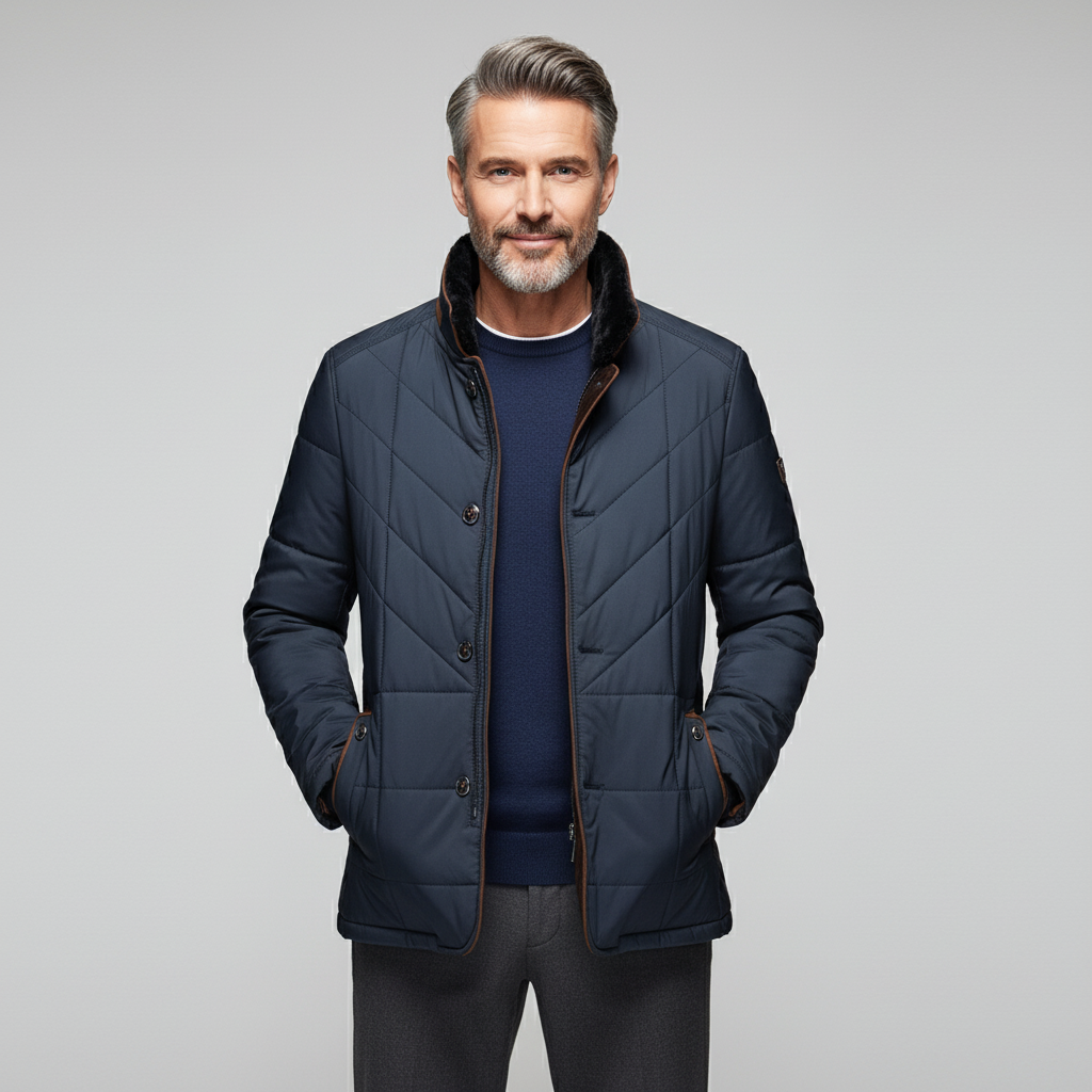 Lucas Men’s Quilted Winter Jacket | Elegant Stand Collar Coat