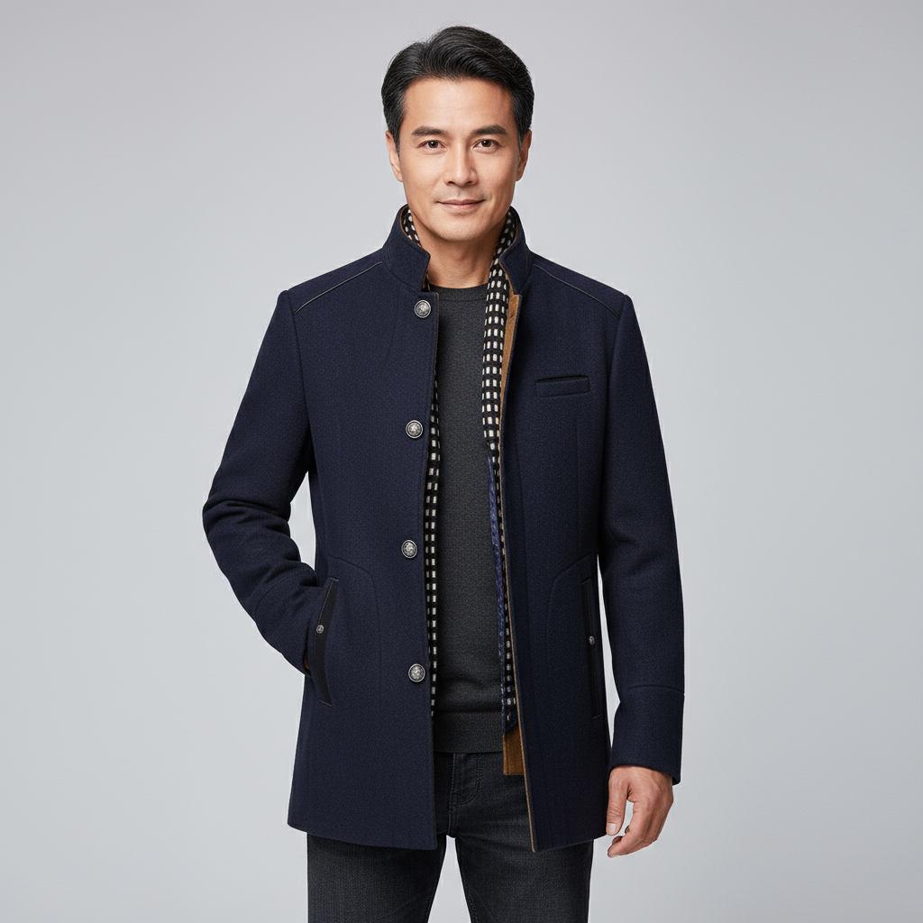Caleb Men’s Wool Blend Coat | Elegant Mid-Length Winter Jacket