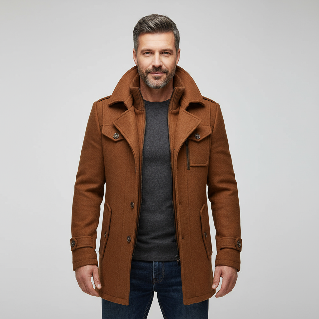 Liam Men’s Wool Blend Coat | Classic Mid-Length Winter Jacket
