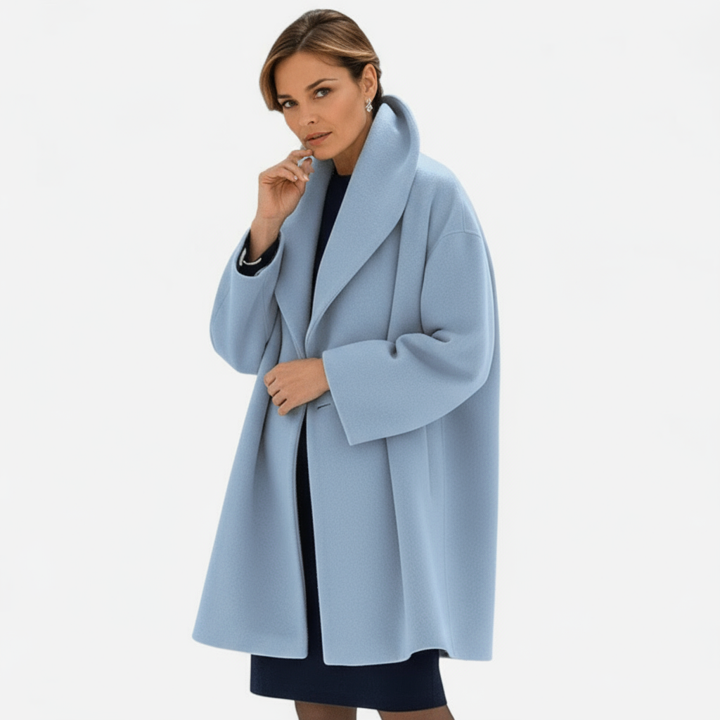 Rivka Women’s Oversized Wool Coat | Elegant Wide-Collar Overcoat