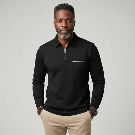 Langford Men’s Zip Collar Polo Jumper | Smart, Lightweight & Versatile