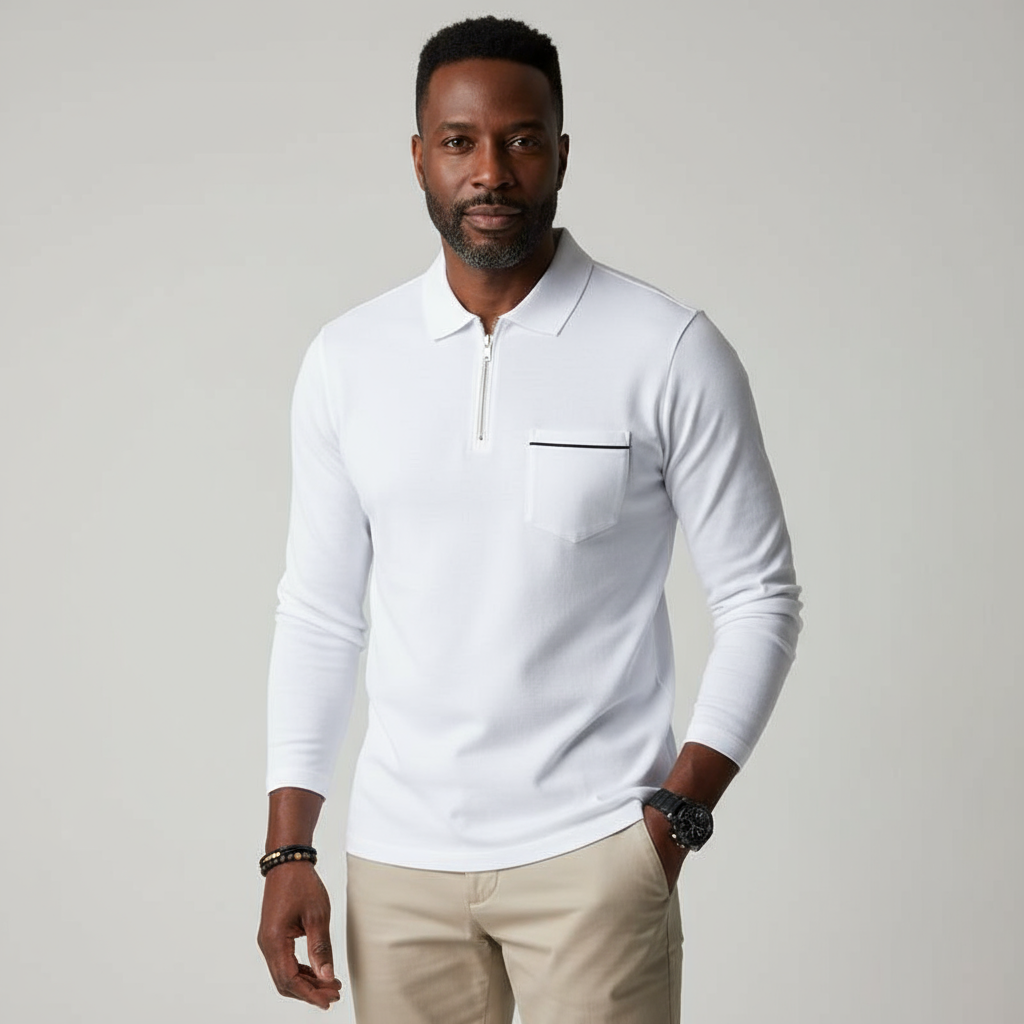 Langford Men’s Zip Collar Polo Jumper | Smart, Lightweight & Versatile