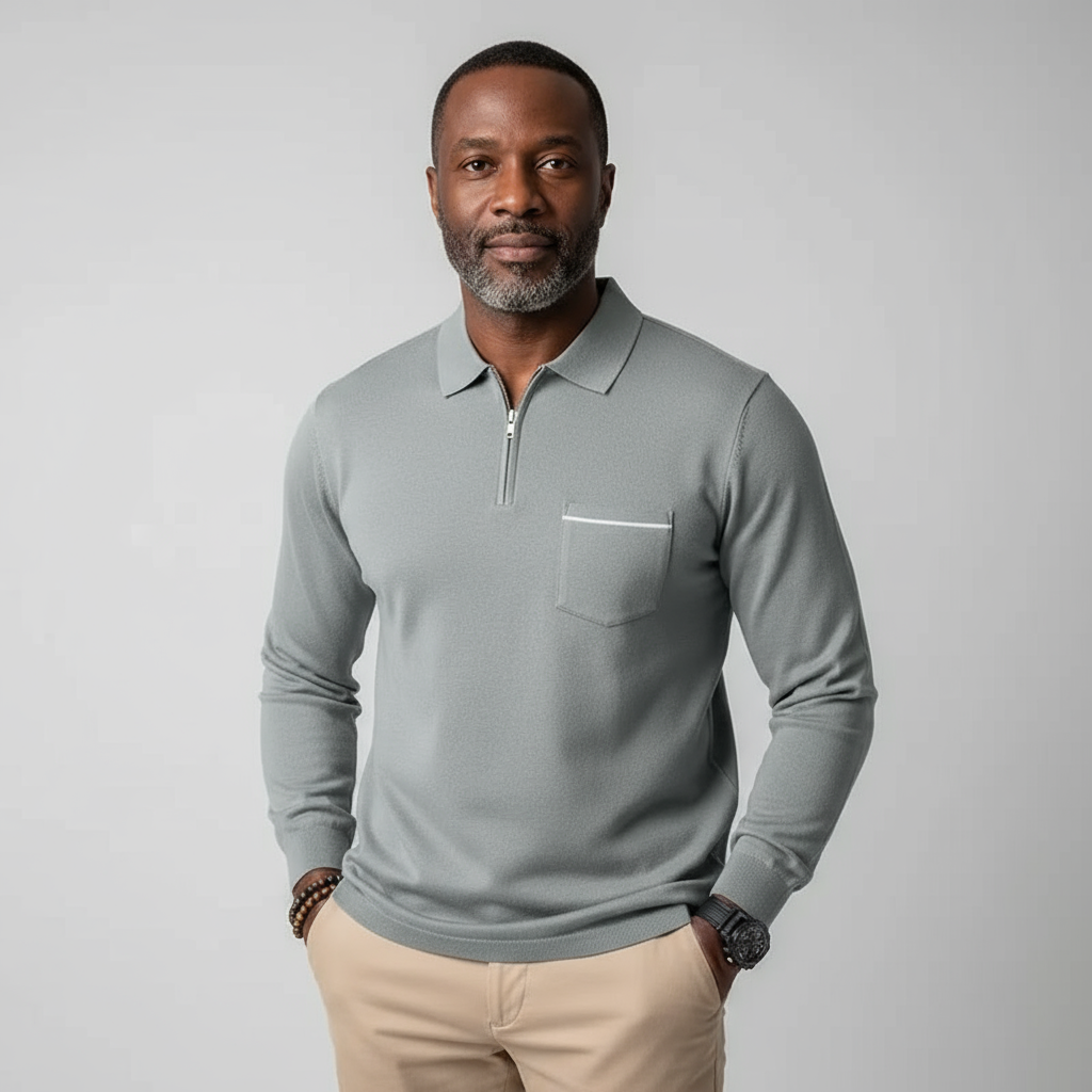 Langford Men’s Zip Collar Polo Jumper | Smart, Lightweight & Versatile
