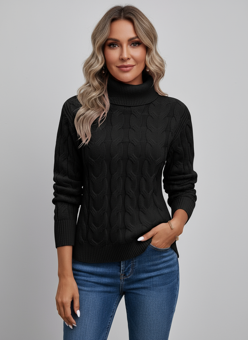 Ardelle Women’s Cable Knit Roll Neck Jumper | Soft, Warm & Timeless Style