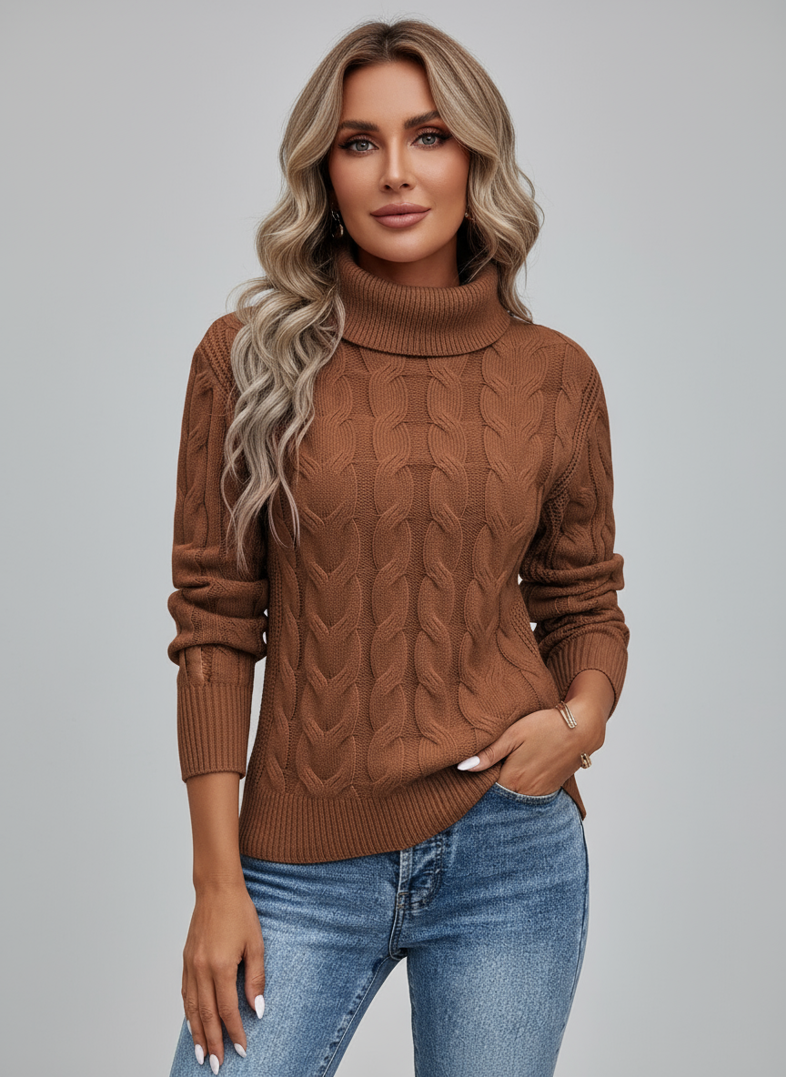 Ardelle Women’s Cable Knit Roll Neck Jumper | Soft, Warm & Timeless Style