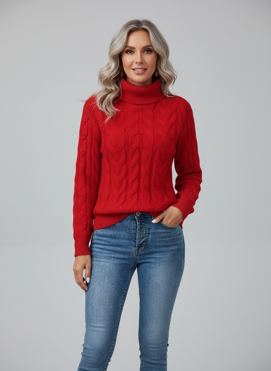 Ardelle Women’s Cable Knit Roll Neck Jumper | Soft, Warm & Timeless Style