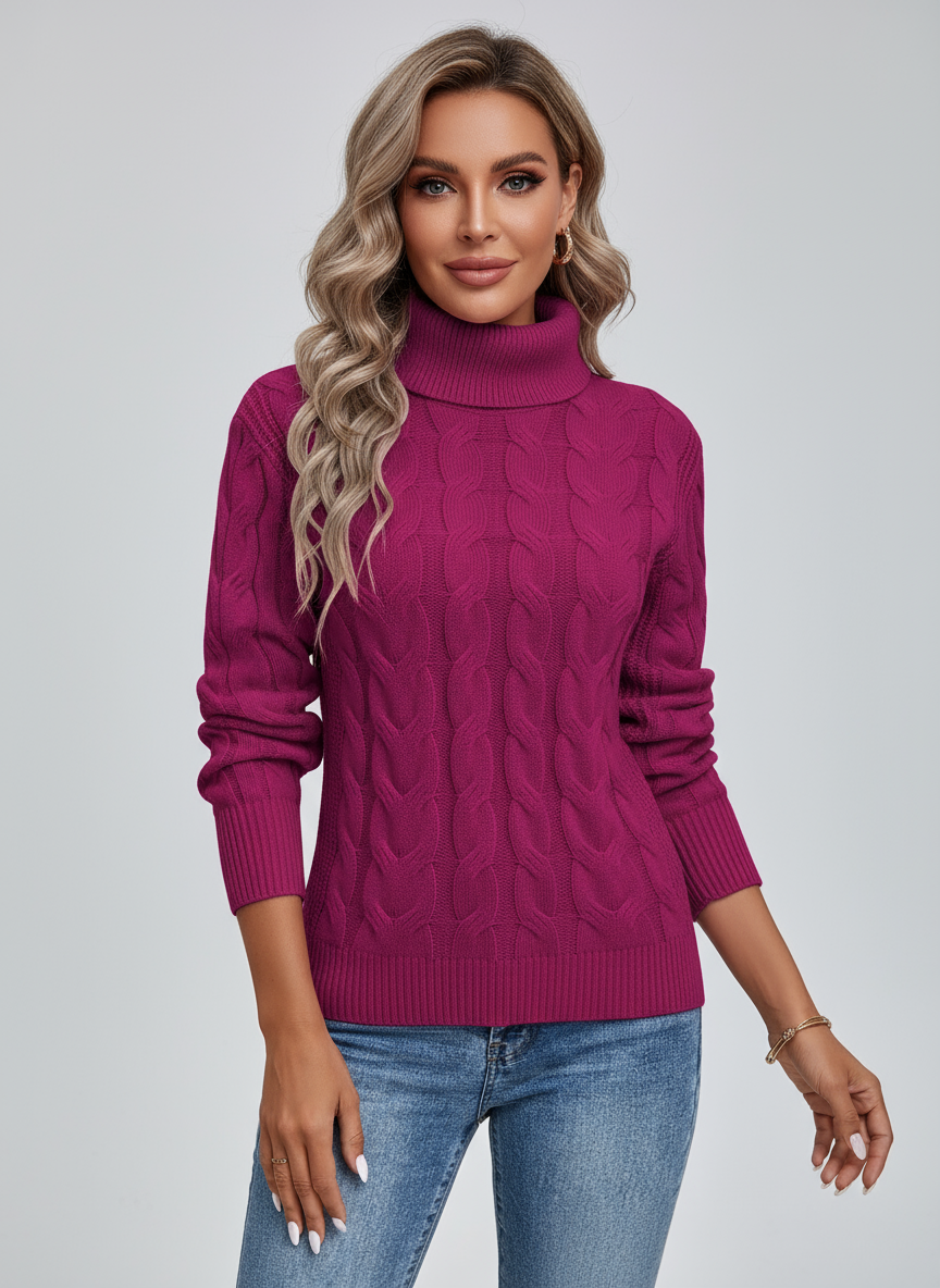Ardelle Women’s Cable Knit Roll Neck Jumper | Soft, Warm & Timeless Style