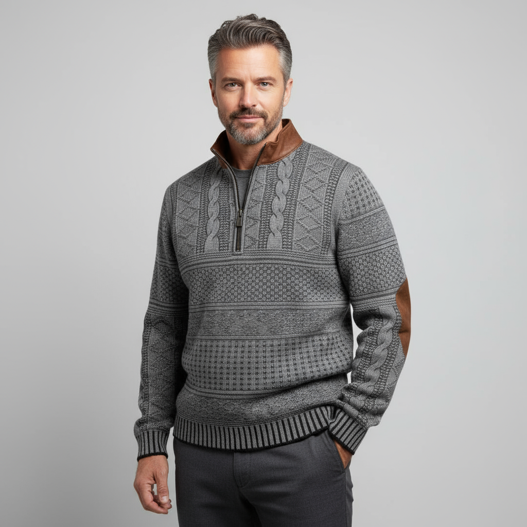 Ashford Men’s Textured Quarter-Zip Jumper | Warm, Stylish & Modern Heritage Design