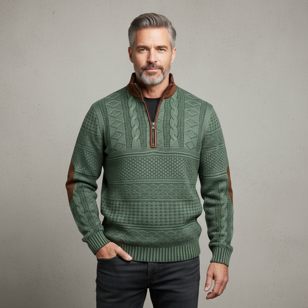 Ashford Men’s Textured Quarter-Zip Jumper | Warm, Stylish & Modern Heritage Design