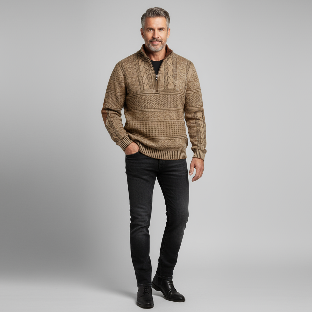 Ashford Men’s Textured Quarter-Zip Jumper | Warm, Stylish & Modern Heritage Design