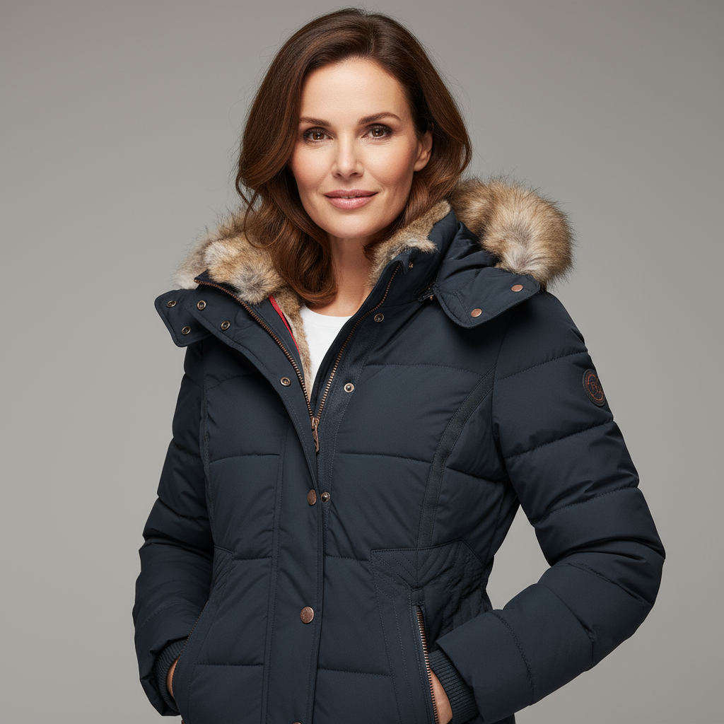 Elayna Women’s Winter Coat | Padded Jacket with Faux Fur Hood