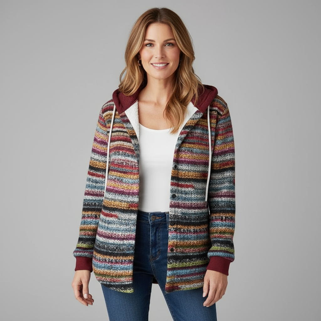 Talia Women’s Checked Overshirt | Plaid Button-Up Jacket with Hood