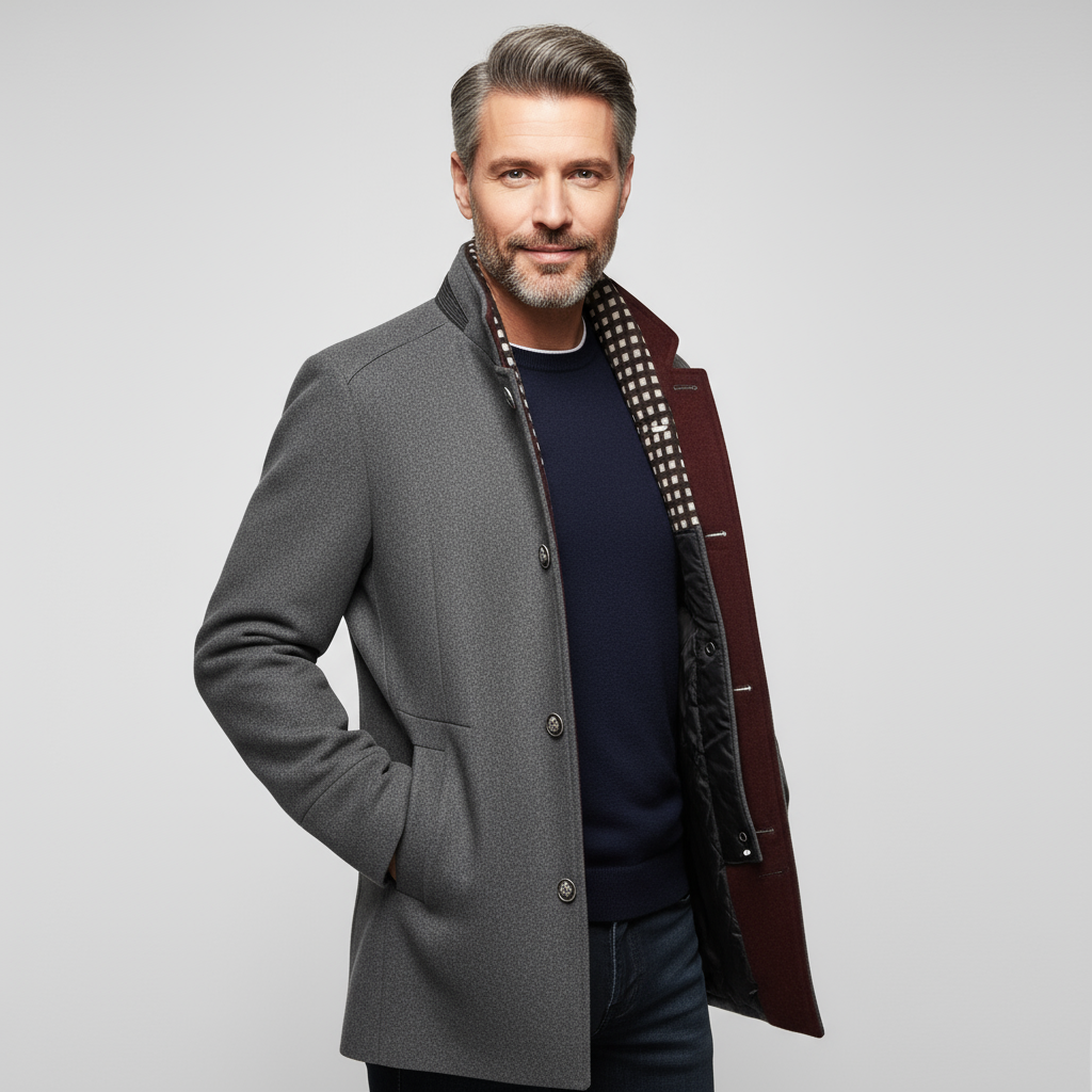 Caleb Men’s Wool Blend Coat | Elegant Mid-Length Winter Jacket