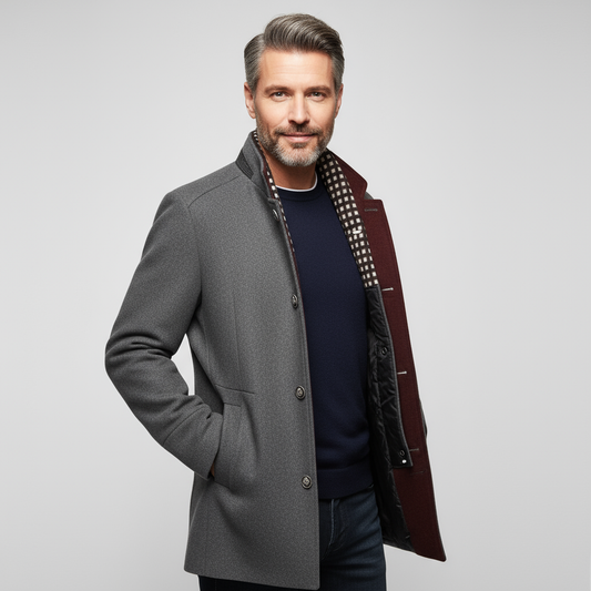 Caleb Men’s Wool Blend Coat | Elegant Mid-Length Winter Jacket