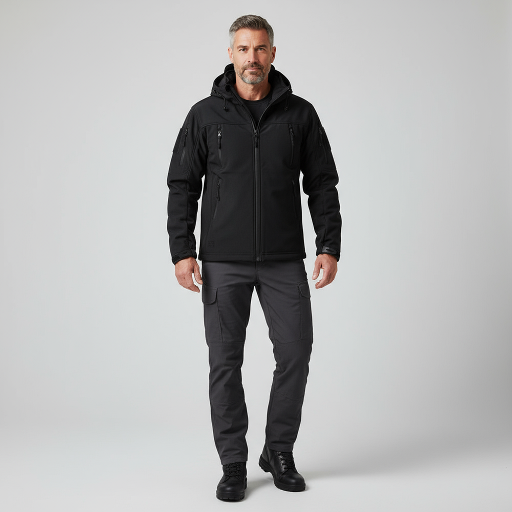 Tactical Softshell Men’s Jacket | Water-Resistant Outdoor Hooded Jacket