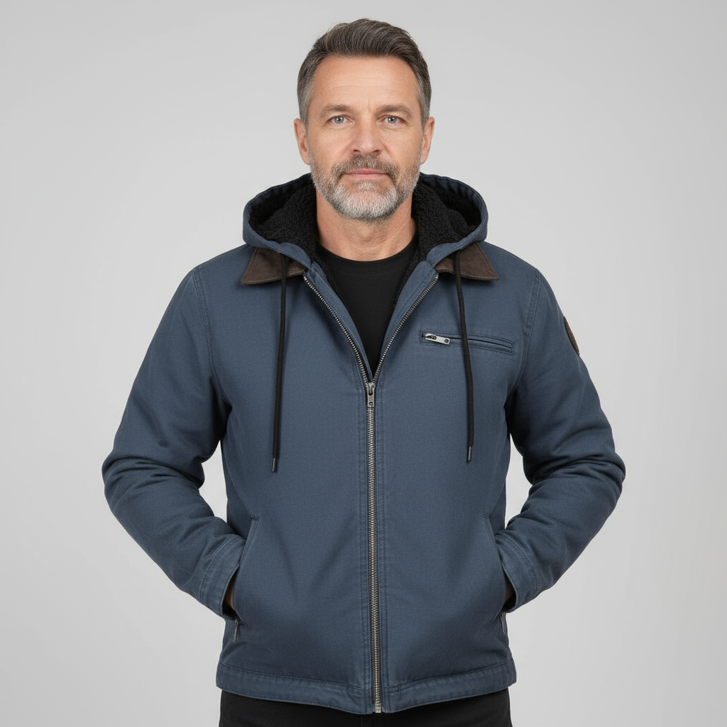Nordhaven™ Men’s Hooded Field Jacket with Fleece Lining | Durable & Weather-Resistant