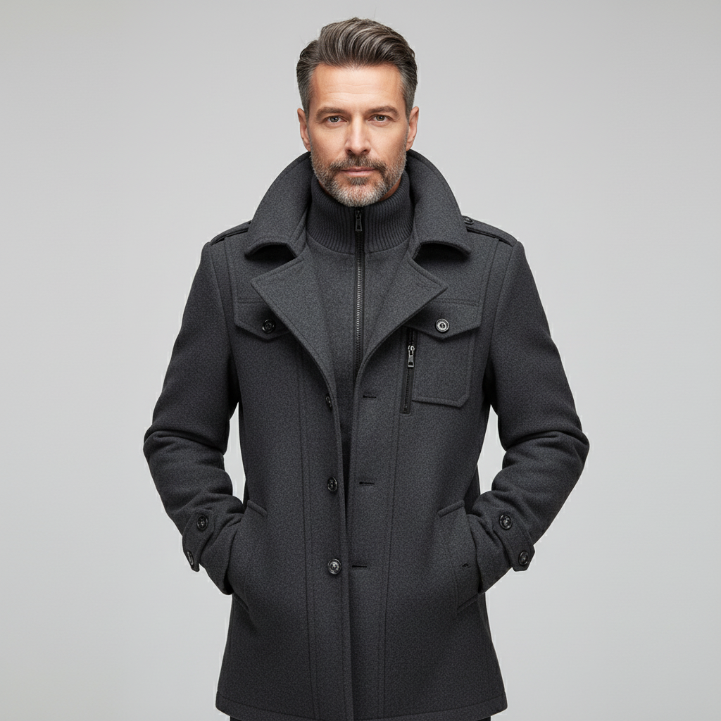 Liam Men’s Wool Blend Coat | Classic Mid-Length Winter Jacket