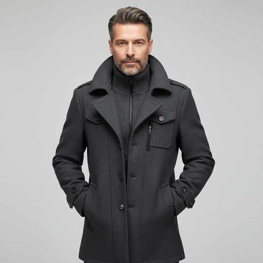 Liam Men’s Wool Blend Coat | Classic Mid-Length Winter Jacket