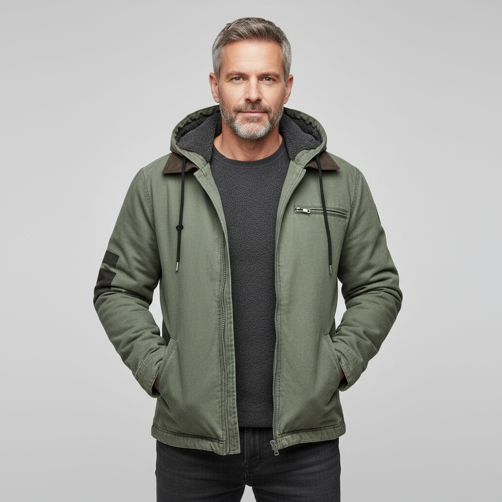 Nordhaven™ Men’s Hooded Field Jacket with Fleece Lining | Durable & Weather-Resistant