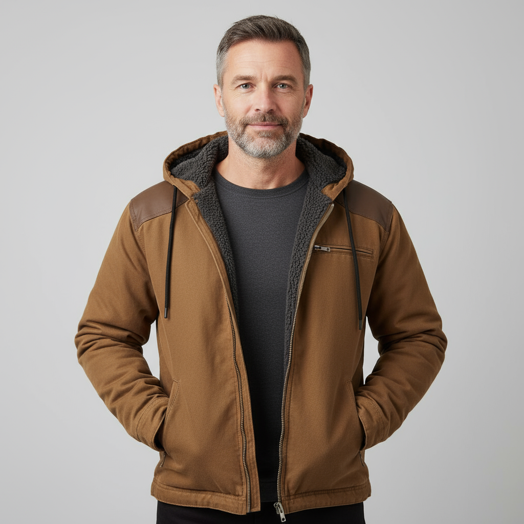 Nordhaven™ Men’s Hooded Field Jacket with Fleece Lining | Durable & Weather-Resistant