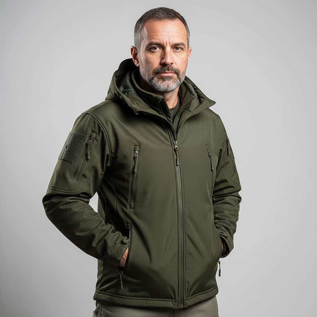 Tactical Softshell Men’s Jacket | Water-Resistant Outdoor Hooded Jacket