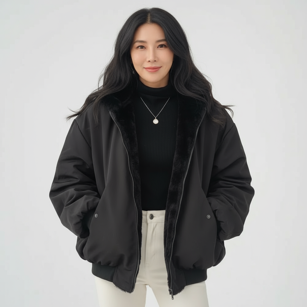 Tess Women’s Fleece-Lined Bomber Jacket | Oversized Winter Coat