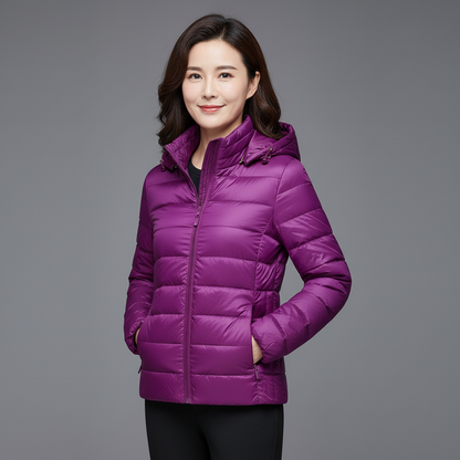 Lunara Women’s Lightweight Puffer Jacket | Quilted Coat with Optional Hood