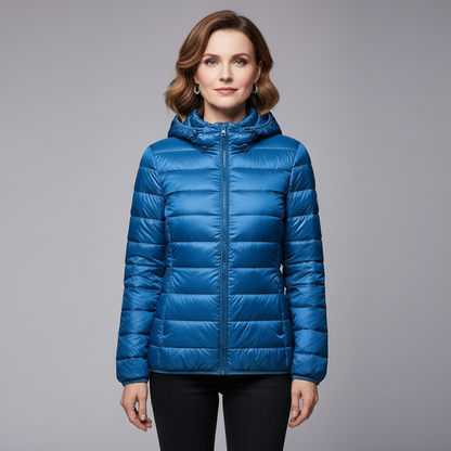 Lunara Women’s Lightweight Puffer Jacket | Quilted Coat with Optional Hood