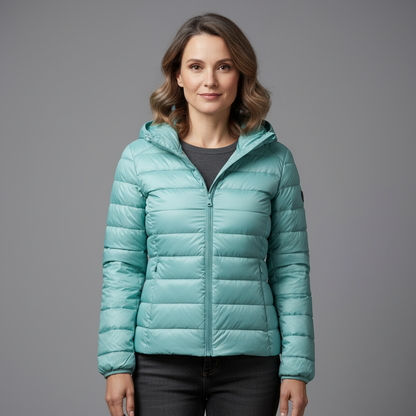 Lunara Women’s Lightweight Puffer Jacket | Quilted Coat with Optional Hood