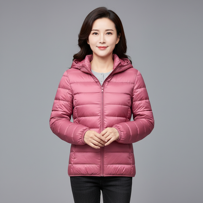 Lunara Women’s Lightweight Puffer Jacket | Quilted Coat with Optional Hood