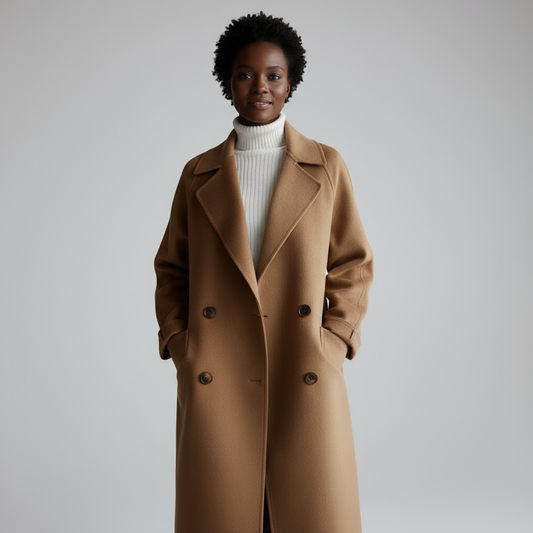 Elora Women’s Wool Coat | Long Belted Overcoat with Classic Lapel