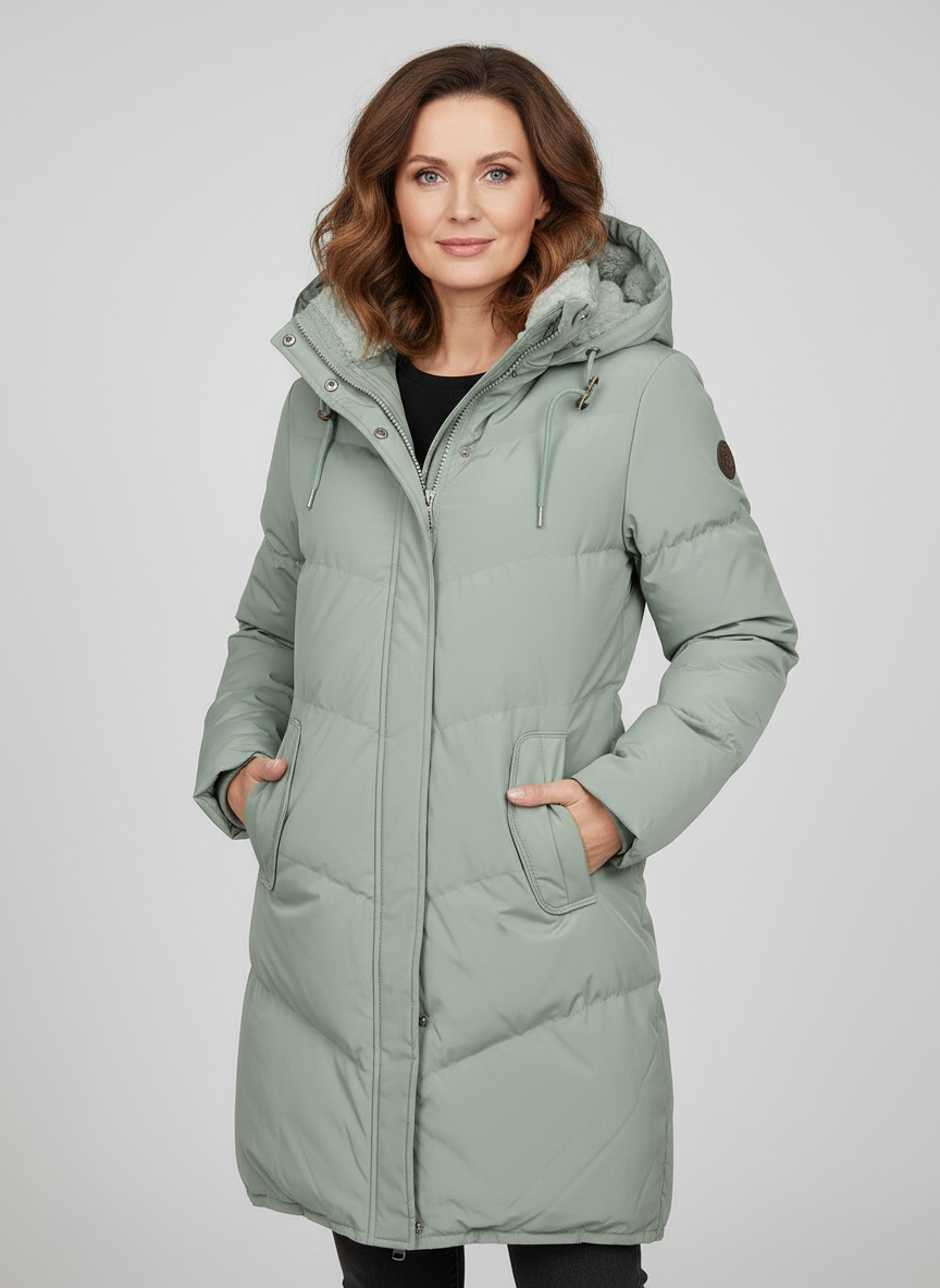 Sienna Women’s Long Winter Coat | Padded Hooded Jacket with Fleece Lining