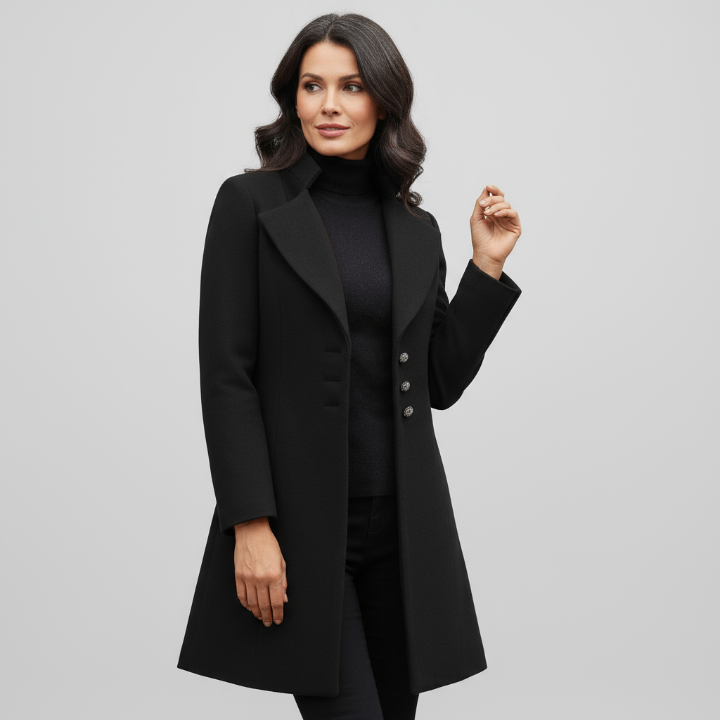 Clara Women’s Wool Blend Coat | Elegant Long Button-Up Jacket