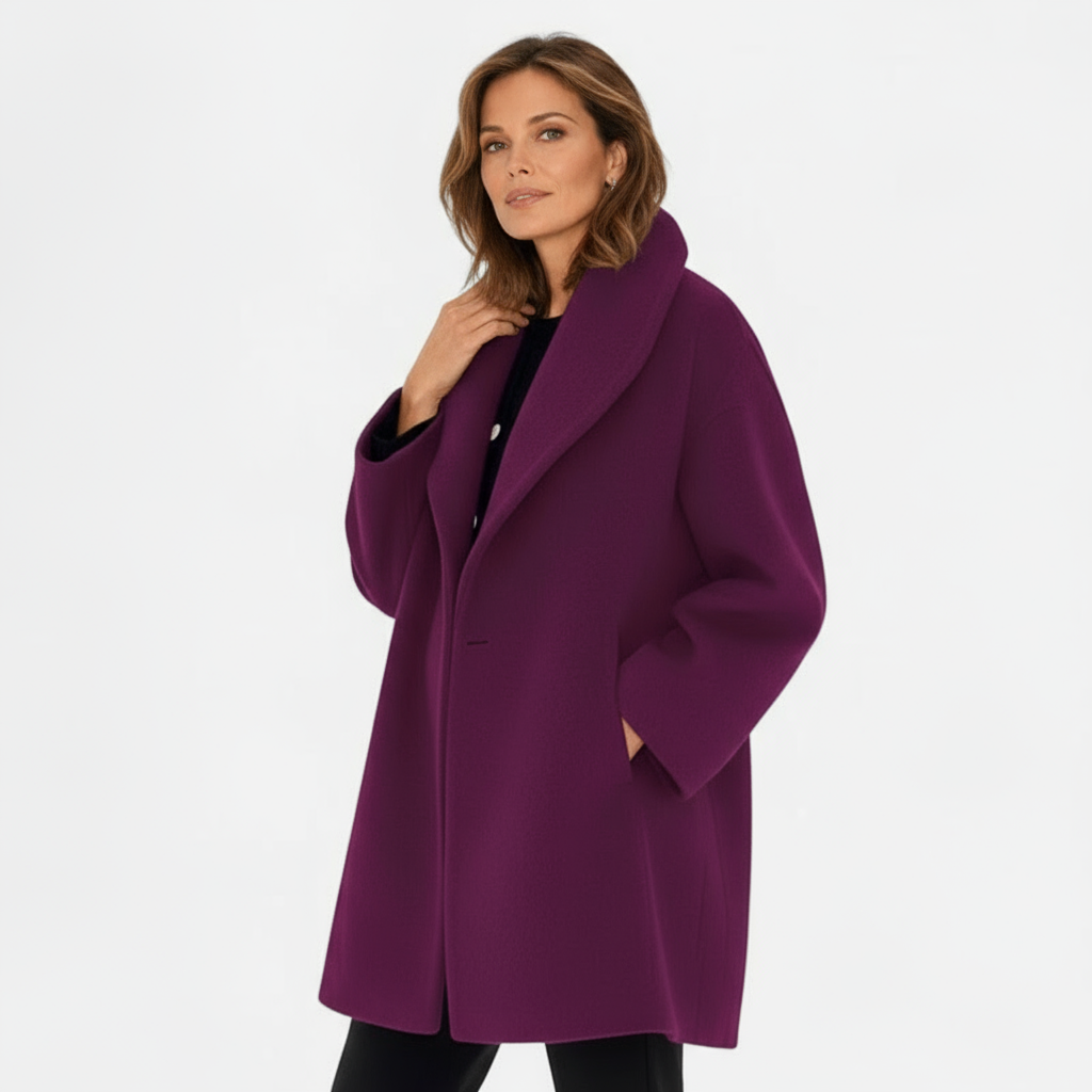 Rivka Women’s Oversized Wool Coat | Elegant Wide-Collar Overcoat