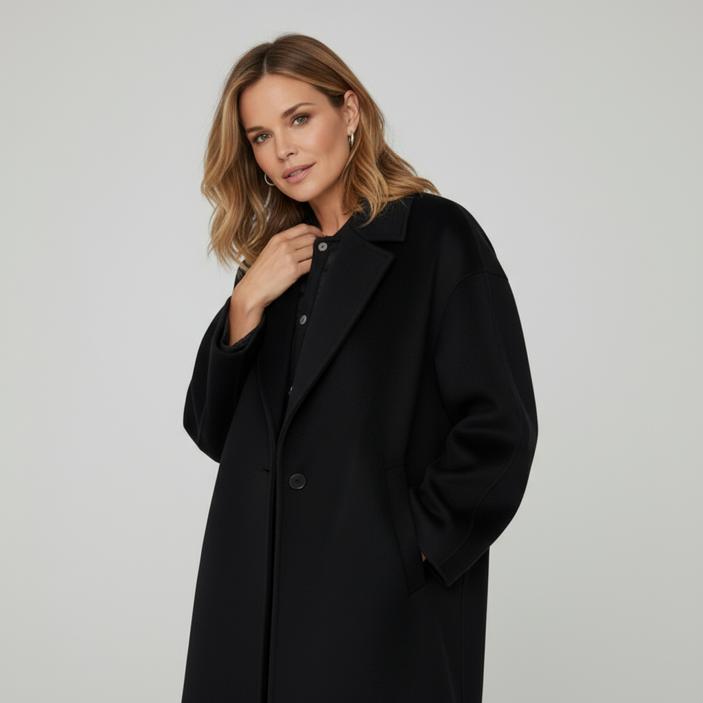 Rivka Women’s Oversized Wool Coat | Elegant Wide-Collar Overcoat