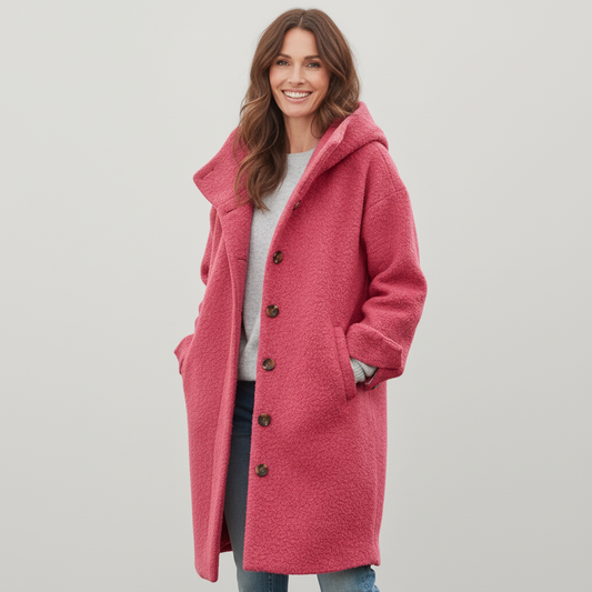 Leona Women’s Casual Wool Coat | Oversized Button-Up Jacket
