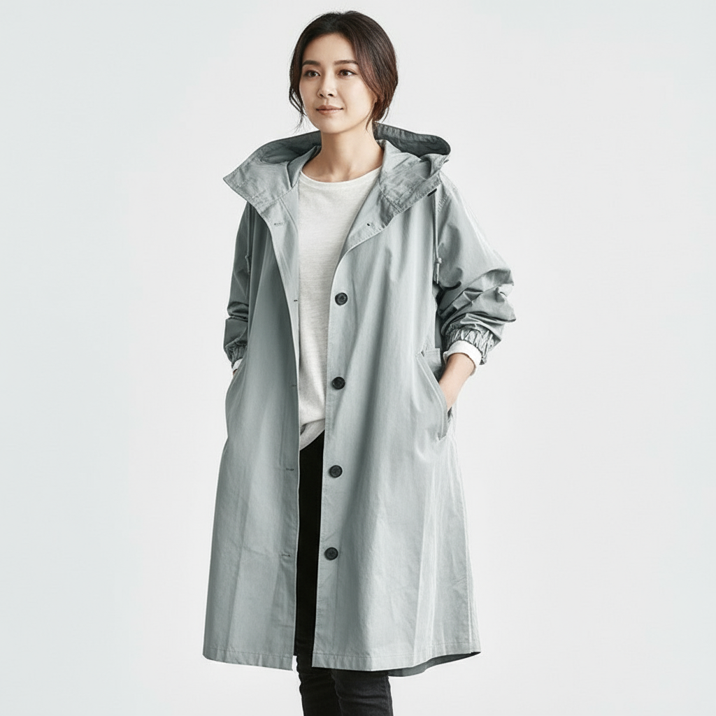 Nadia Women’s Trench Coat | Oversized Lightweight Button-Up Jacket