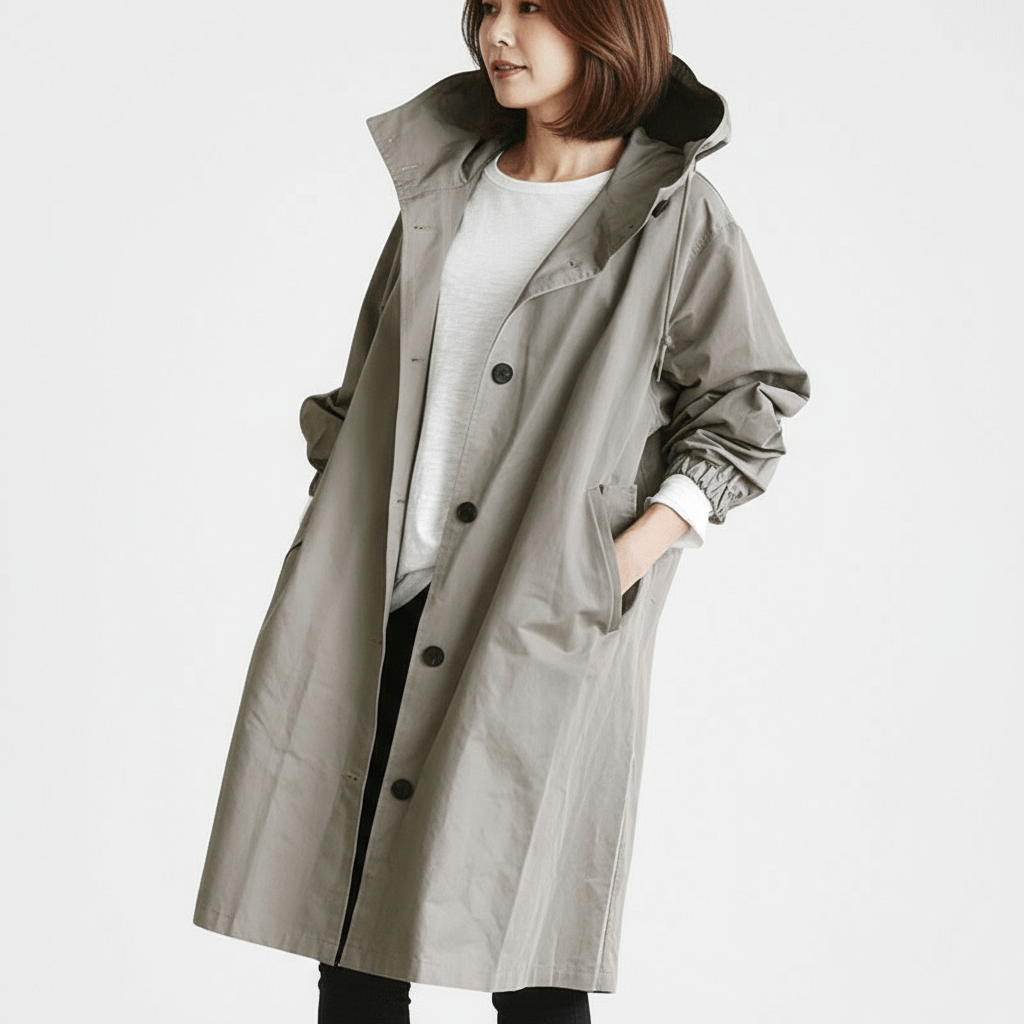 Nadia Women’s Trench Coat | Oversized Lightweight Button-Up Jacket