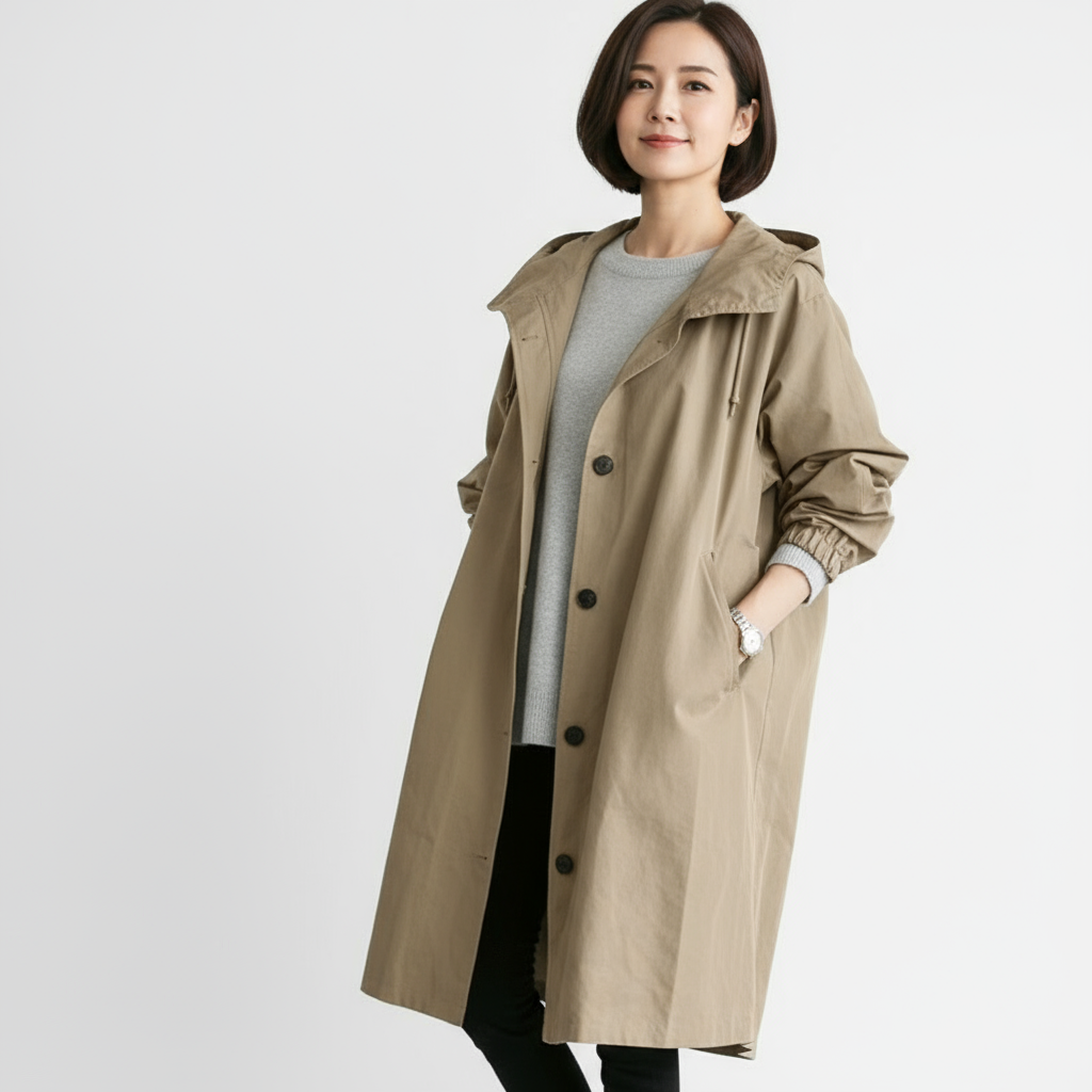 Nadia Women’s Trench Coat | Oversized Lightweight Button-Up Jacket