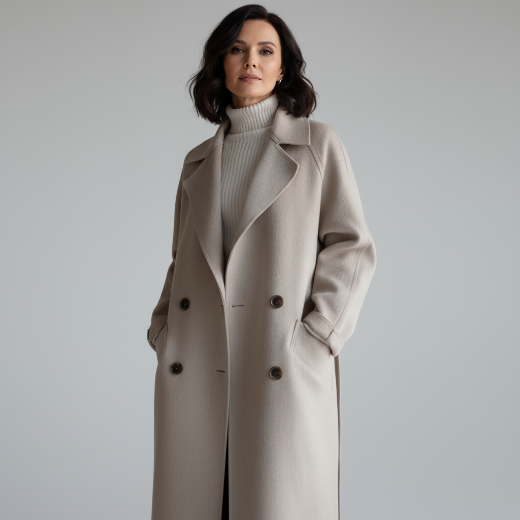 Elora Women’s Wool Coat | Long Belted Overcoat with Classic Lapel